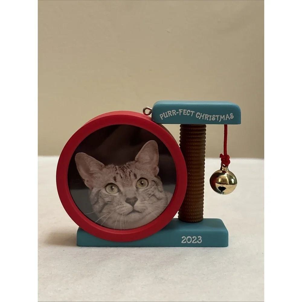 2023 Hallmark Keepsake Purr-fect Photo Holder Christmas Ornament Cat Red Teal
